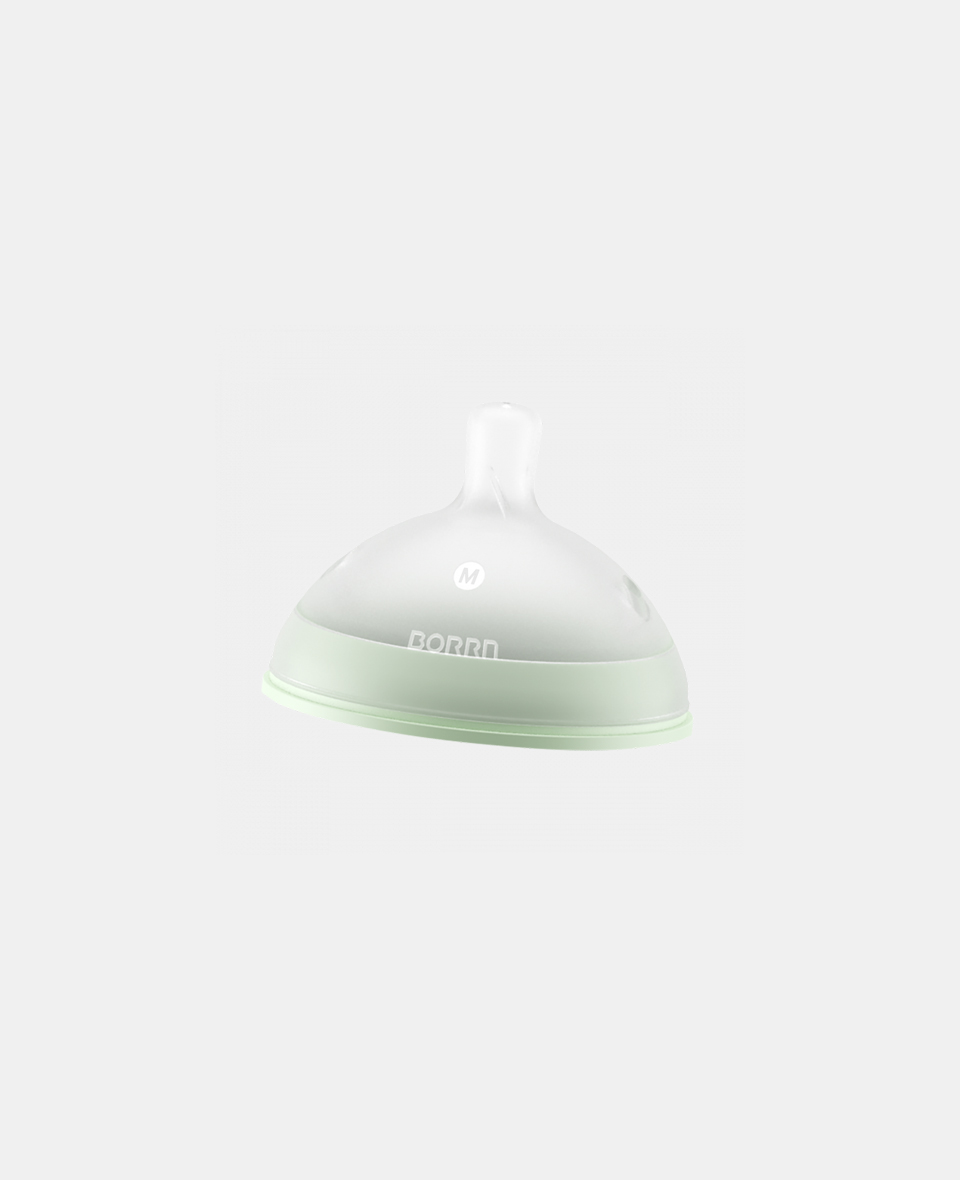 A0302E.jpg Borrn Tetină din silicon cu flux mediu BPA free Anticolici Green - imagine 1