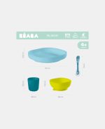 Set de masă silicon 4 piese Bleu BEABA - imagine 12