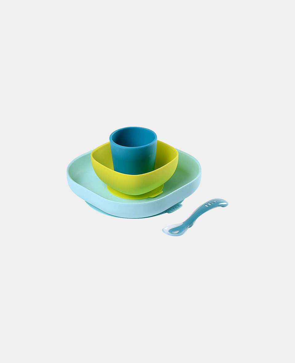 B913428.jpg Set de masă silicon 4 piese Bleu BEABA - imagine 1