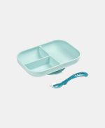 Beaba Set de masă din silicon cu două piese Bleu - imagine 5