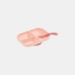 Beaba Set de masă din silicon cu două piese Pink