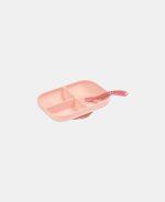 Beaba Set de masă din silicon cu două piese Pink
