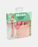 Beaba Set de masă din silicon cu două piese Pink - imagine 3
