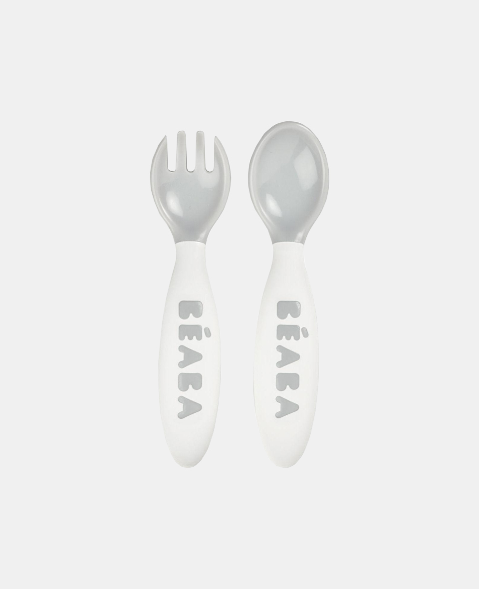 B913470.jpg Beaba Set linguriță și furculiță pentru bebeluși Grey - imagine 1