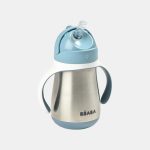 Beaba Cană din inox cu pai 250ml Blue