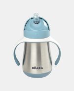 Beaba Cană din inox cu pai 250ml Blue - imagine 3