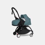 Cărucior Babyzen YOYO² pentru nou născuți cu cadru negru și pachet 0+ aqua