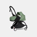 Cărucior Babyzen YOYO² pentru nou născuți cu cadru negru și pachet 0+ peppermint