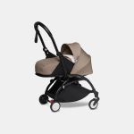 Cărucior Babyzen YOYO² pentru nou născuți cu cadru negru și pachet 0+ taupe