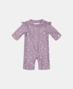 Costum de baie intreg copii cu protectie UV 50+ - Mauve Blossom - imagine 2