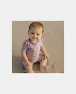 Costum de baie intreg copii cu protectie UV 50+ - Mauve Blossom - imagine 4
