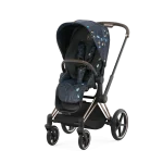 Carucior 2 in 1 Parte Sport Carucior Priam Fashion Collections Jewels of Nature + Cadru Carucior pentru Copii Priam Chrome Black + Scoica Auto CLOUD T I-SIZE Jewels of Nature | dark blue Cybex Platinum - imagine 3