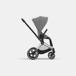 Carucior Sport Priam: Cadru Carucior pentru Copii Priam Chrome Black + Parte Sport Carucior Priam Mirage Grey Cybex Platinum