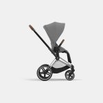 Carucior Sport Priam: Cadru Carucior pentru Copii Priam Chrome Brown + Parte Sport Carucior Priam Mirage Grey Cybex Platinum