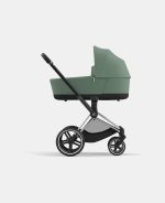Carucior Nou Nascut Priam: Cadru Carucior pentru Copii Priam Chrome Black + Landou PRIAM Lux Leaf Green Cybex Platinum - imagine 2