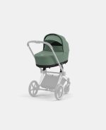 Carucior Nou Nascut Priam: Cadru Carucior pentru Copii Priam Chrome Black + Landou PRIAM Lux Leaf Green Cybex Platinum - imagine 6