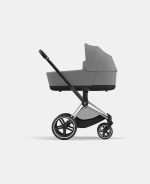 Carucior Nou Nascut Priam: Cadru Carucior pentru Copii Priam Chrome Black + Landou PRIAM Lux Mirage Grey Cybex Platinum - imagine 2
