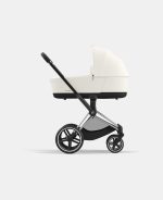 Carucior Nou Nascut Priam: Cadru Carucior pentru Copii Priam Chrome Black + Landou PRIAM Lux Off White Cybex Platinum - imagine 2