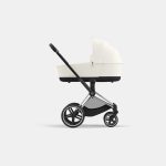 Carucior Nou Nascut Priam: Cadru Carucior pentru Copii Priam Chrome Black + Landou PRIAM Lux Off White Cybex Platinum