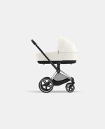 Carucior Nou Nascut Priam: Cadru Carucior pentru Copii Priam Chrome Black + Landou PRIAM Lux Off White Cybex Platinum