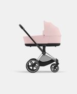 Carucior Nou Nascut Priam: Cadru Carucior pentru Copii Priam Chrome Black + Landou PRIAM Lux Peach Pink Cybex Platinum - imagine 2