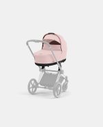 Carucior Nou Nascut Priam: Cadru Carucior pentru Copii Priam Chrome Black + Landou PRIAM Lux Peach Pink Cybex Platinum - imagine 6
