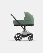 Carucior Nou Nascut Priam: Cadru Carucior pentru Copii Priam Chrome Brown + Landou PRIAM Lux Leaf Green Cybex Platinum - imagine 2