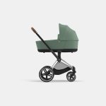 Carucior Nou Nascut Priam: Cadru Carucior pentru Copii Priam Chrome Brown + Landou PRIAM Lux Leaf Green Cybex Platinum