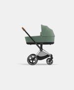 Carucior Nou Nascut Priam: Cadru Carucior pentru Copii Priam Chrome Brown + Landou PRIAM Lux Leaf Green Cybex Platinum