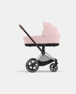 Carucior Nou Nascut Priam: Cadru Carucior pentru Copii Priam Chrome Brown + Landou PRIAM Lux Peach Pink Cybex Platinum - imagine 2