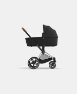 Carucior Nou Nascut Priam: Cadru Carucior pentru Copii Priam Chrome Brown + Landou PRIAM Lux Sepia Black Cybex Platinum