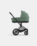 Carucior Nou Nascut Priam: Cadru Carucior pentru Copii Priam Matt Black + Landou PRIAM Lux Leaf Green Cybex Platinum - imagine 2