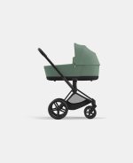 Carucior Nou Nascut Priam: Cadru Carucior pentru Copii Priam Matt Black + Landou PRIAM Lux Leaf Green Cybex Platinum