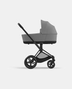 Carucior Nou Nascut Priam: Cadru Carucior pentru Copii Priam Matt Black + Landou PRIAM Lux Mirage Grey Cybex Platinum - imagine 2