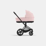 Carucior Nou Nascut Priam: Cadru Carucior pentru Copii Priam Matt Black + Landou PRIAM Lux Peach Pink Cybex Platinum