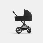 Carucior Nou Nascut Priam: Cadru Carucior pentru Copii Priam Matt Black + Landou PRIAM Lux Sepia Black Cybex Platinum
