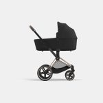 Carucior Nou Nascut Priam: Cadru Carucior pentru Copii Priam Rosegold + Landou PRIAM Lux Sepia Black Cybex Platinum