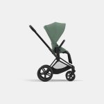 Carucior Sport Priam: Cadru Carucior pentru Copii Priam Matt Black + Parte Sport Carucior Priam Leaf Green Cybex Platinum