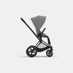 Carucior Sport Priam: Cadru Carucior pentru Copii Priam Matt Black + Parte Sport Carucior Priam Mirage Grey Cybex Platinum