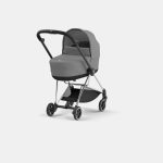 Carucior Nou Nascut Mios: Cadru Carucior pentru Copii Mios Chrome Black + Landou Mios Lux Mirage Grey Cybex Platinum