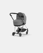 Carucior Nou Nascut Mios: Cadru Carucior pentru Copii Mios Chrome Black + Landou Mios Lux Mirage Grey Cybex Platinum
