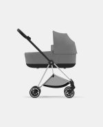 Carucior Nou Nascut Mios: Cadru Carucior pentru Copii Mios Chrome Black + Landou Mios Lux Mirage Grey Cybex Platinum - imagine 3