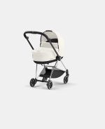 Carucior Nou Nascut Mios: Cadru Carucior pentru Copii Mios Chrome Black + Landou Mios Lux Off White Cybex Platinum