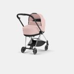 Carucior Nou Nascut Mios: Cadru Carucior pentru Copii Mios Chrome Black + Landou Mios Lux Peach Pink Cybex Platinum