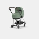 Carucior Nou Nascut Mios: Cadru Carucior pentru Copii Mios Chrome Brown + Landou Mios Lux Leaf Green Cybex Platinum
