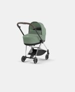 Carucior Nou Nascut Mios: Cadru Carucior pentru Copii Mios Chrome Brown + Landou Mios Lux Leaf Green Cybex Platinum