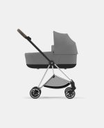 Carucior Nou Nascut Mios: Cadru Carucior pentru Copii Mios Chrome Brown + Landou Mios Lux Mirage Grey Cybex Platinum - imagine 3