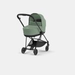 Carucior Nou Nascut Mios: Cadru Carucior pentru Copii Mios Matt Black + Landou Mios Lux Leaf Green Cybex Platinum
