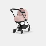 Carucior Nou Nascut Mios: Cadru Carucior pentru Copii Mios Matt Black + Landou Mios Lux Peach Pink Cybex Platinum