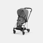 Carucior Sport Mios: Cadru Carucior pentru Copii Mios Chrome Black + Parte Sport Carucior MIOS Mirage Grey Cybex Platinum